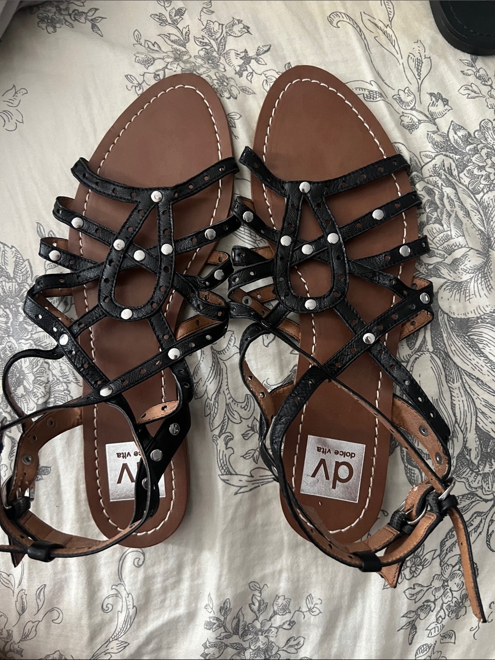DV by Dolce Vita Black Studded Gladiator Sandals